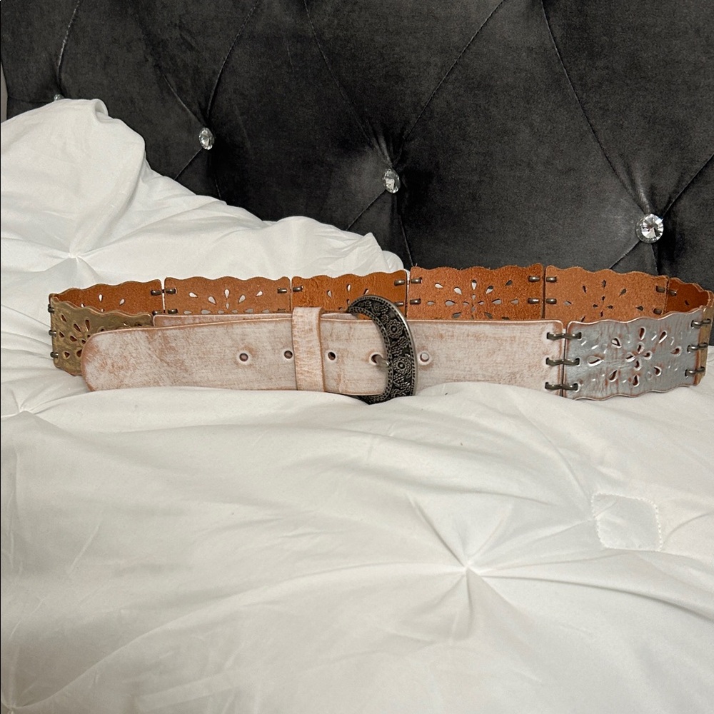 Fossil Brown and Silver Leather Belt